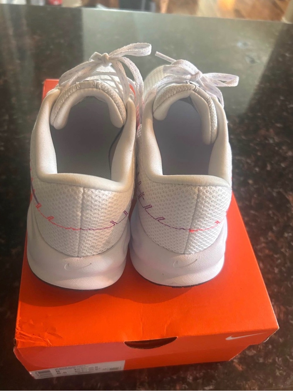 Nike White Running Shoes with Pink & Purple Swoosh- NWOT - Picture 3 of 3